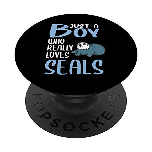 Mens Gift Just A Boy Who Really Loves Seals PopSockets PopGrip  Swappable Grip for Phones  and  Tablets