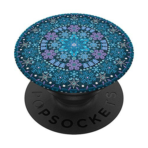 Blue  and  Purple Bohemian Mandala Pop Socket PopSockets Grip and Stand for Phones and Tablets