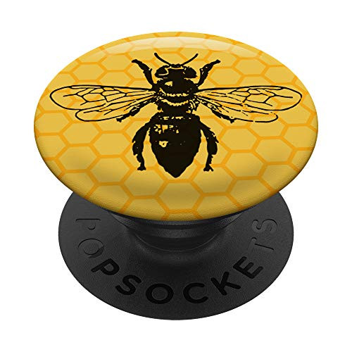 Cute Bee Phone Holder - Honeycomb Honey Bee Lover Gifts PopSockets PopGrip  Swappable Grip for Phones  and  Tablets