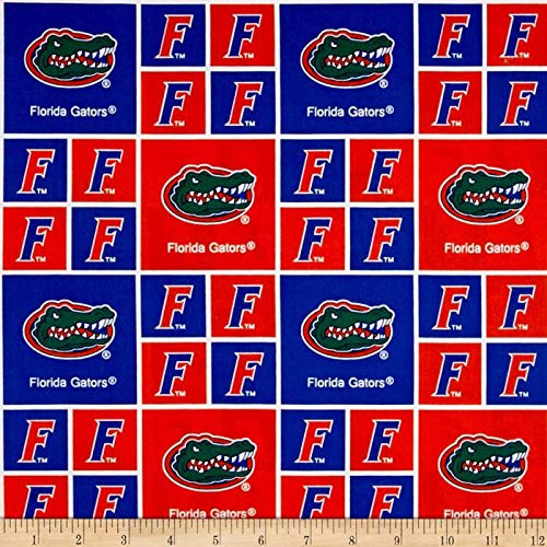 Sykel Enterprises Collegiate Cotton Broadcloth University of Florida Gators Quilt Fabric By The Yard  Gold Red Black