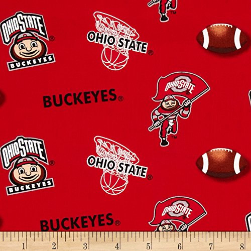 Sykel Enterprises Collegiate Cotton Broadcloth Ohio State University Fabric by The Yard  Multi