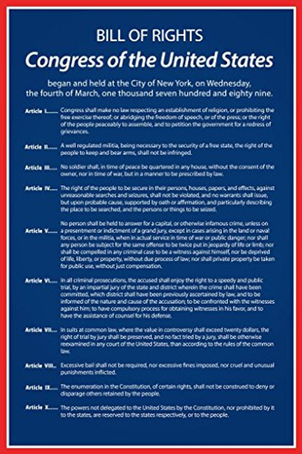 Bill of Rights of The United States of America Historical Cubicle Locker Mini Art Poster 8x12 Bill of Rights of The United States of America Historical Cubicle Locker Mini Art Poster 8x12