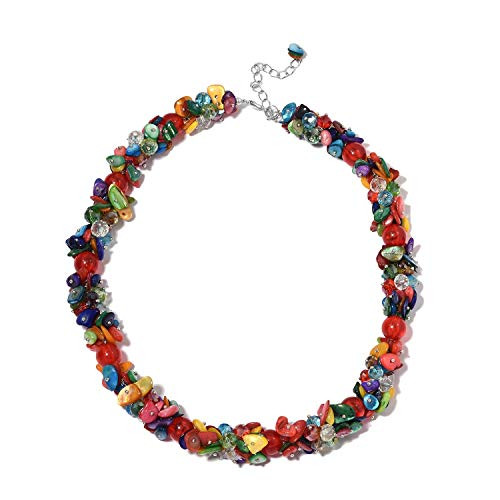 Shop LC Delivering Joy Multi Color Shell Cubic Zirconia CZ Bead Strand Necklace Prom Fashion Jewelry for Women 20-23 inch