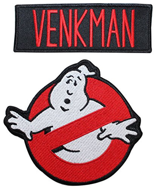 Ghostbusters Venkman Name Tag  and  No Ghost Embroidered Iron On Applique Patch