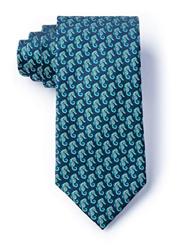 Seahorses Navy Blue Microfiber Skinny Tie