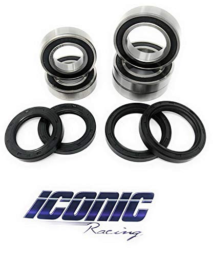 Iconic Racing Both Front and Rear Wheel Bearings and Seals Kit Fits Kawasaki KX125 KX250 KX250F KX450F