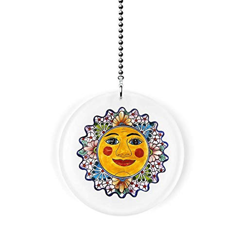 Mexican Talavera Design Floral Sun Fan Light Pull