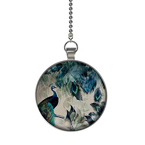 Gotham Decor Abstract Peacock Ceiling Fan Light Pull Pendant with Chain
