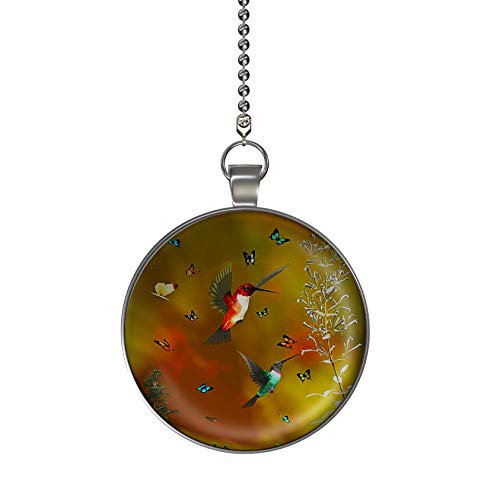 Gotham Decor Butterflies and Hummingbirds Ceiling Fan Light Pull Pendant with Chain