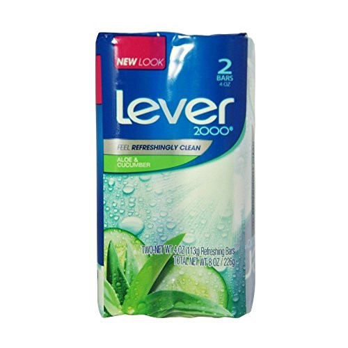 Lever 2000 Refreshing Bar Soap  Fresh Aloe  and  Cucumber 4 oz  2 ea -Pack of 5-
