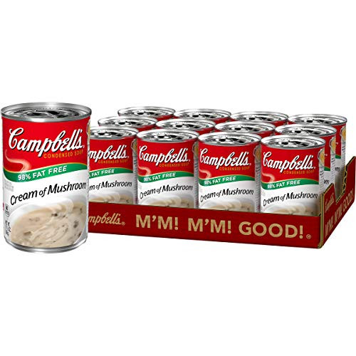 Campbell s Condensed 98 percent Fat Free Cream of Mushroom Soup 10.5 oz. Can -Pack of 12- Campbell s Condensed 98 percent Fat Free Cream of Mushroom Soup 10.5 oz. Can -Pack of 12-