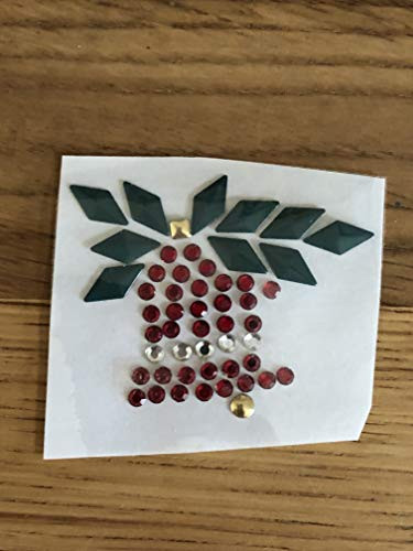 ETDesign  E07452D 2 inch Rhinestone Nailhead Christmas Bell Iron On Hot Fix Transfer Patch