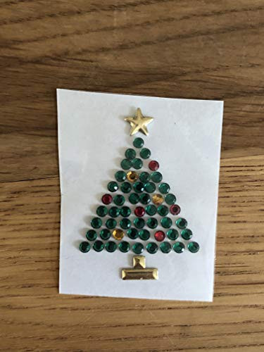 ETDesign  E07452B 2 inch Rhinestone Nailhead Christmas Tree Iron On Hot Fix Transfer Patch