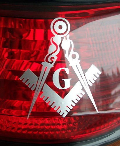 ProSticker 0008V -TwoPack- Masonic Series Freemason Compass Square Decal Sticker  -8 inch-
