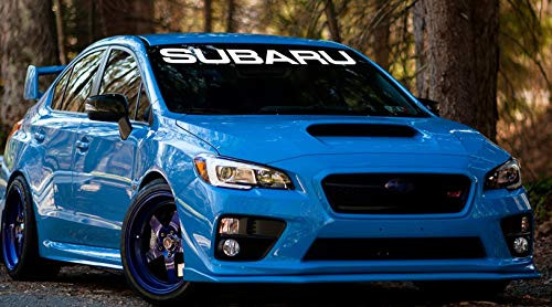 Gy Vinyl Arts Windshield Decal Car Sticker Banner Graphics for Subaru Impreza BRZ WRX Sti -4.5 inchx 42 inch  White-