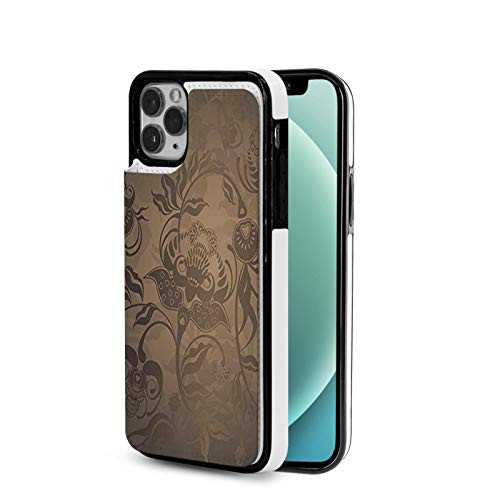 Compatible with iPhone 12 Pro case Victorian Floral Paisley Ivy Design Leaves with Abstract Details Print Seal Brown for The iPhone 12 Pro TPU Case Design 6.1 inch