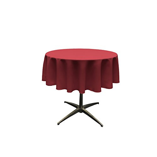 LA Linen 51 inch Round Polyester Poplin Tablecloth - Pack of 1 - Cranberry.