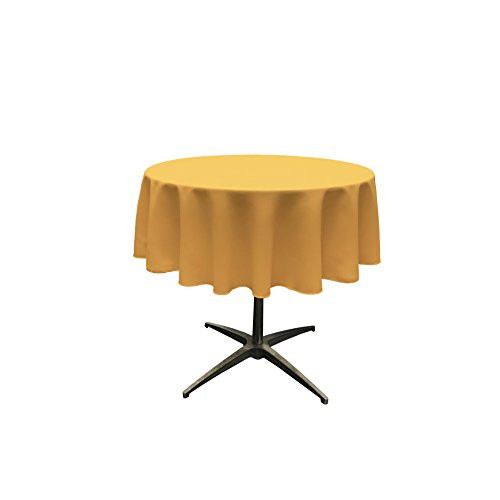 LA Linen 51 inch Round Polyester Poplin Tablecloth - Pack of 1 - Gold.