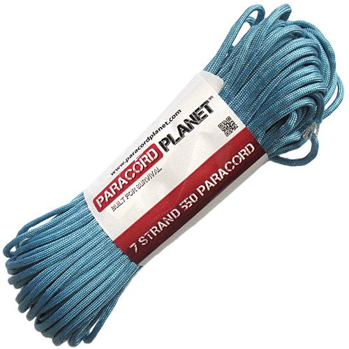 PARACORD PLANET 550-Pound Safety Type III Commercial Paracord -Light Blue  100 Feet-