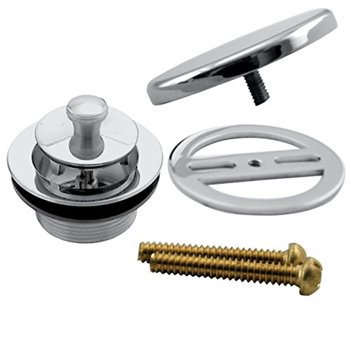 Westbrass D94H-26 Replacement 1-1/2" NPSM Coarse Thread Twist & Close Bathtub Drain with Illusionary No-Hole Overflow Faceplate, Polished Chrome