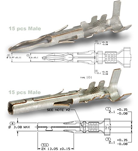 Delphi 12124580  and  12124582 - Male and Female- Weather-Pack Terminal 16-14 GA  Tin Plated -Pack of 15-