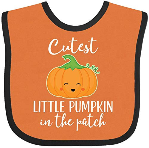 Inktastic Halloween Cutest Little Pumpkin in The Patch Baby Bib Orange and Black
