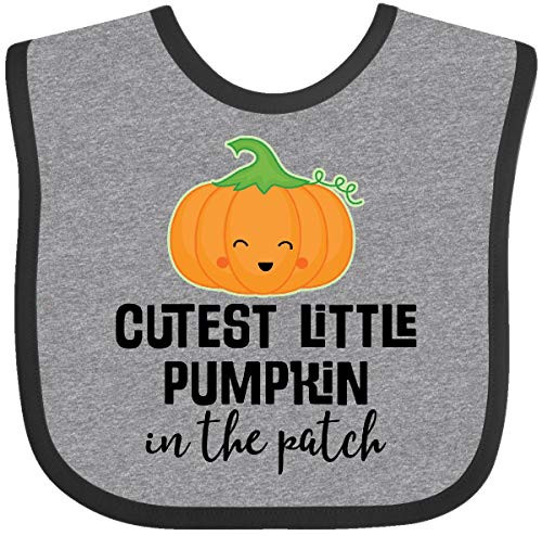 Inktastic Cutest Little Pumpkin in The Patch Baby Bib Heather and Black 32aad