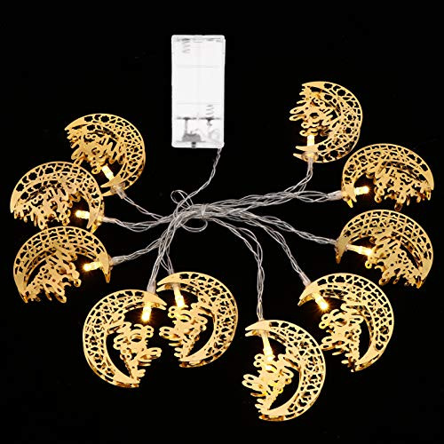 Uonlytech 1 Set Muslim Ramadan String Lights Muslim Eid Party Light Decors Eid Mubarak Fairy String Lights Battery Operated LED Ramadan Lamp No Battery Golden