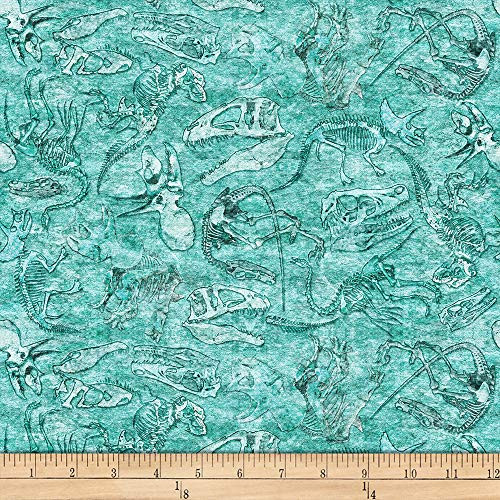QT Quilt Fabrics Dan Morris Lost World Fossils Quilt Fabric  Light Turquoise  Quilt Fabric By The Yard