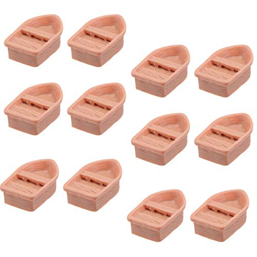 Kisangel 12pcs Miniature Dollhouse Boats Canoe Model Figurines Fairy Garden Micro Landscape Dollhouse Ornament Accessories Random Color
