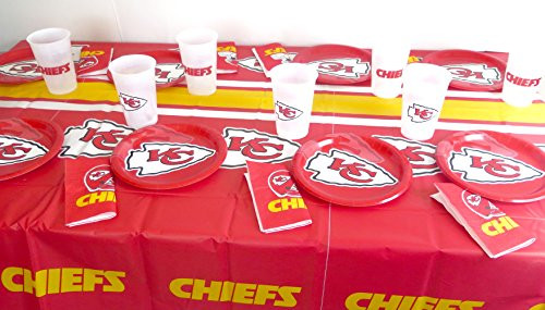 Kansa City Chefs 49 pieces 4th of July cookout Party set, Tablecloth,16 plate, 16 napkins and large plastic 16 cups.
