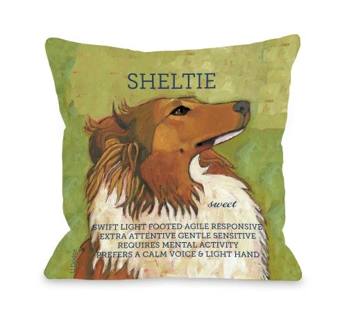 One Bella Casa Sheltie 1 Pillow, 16 by 16-Inch