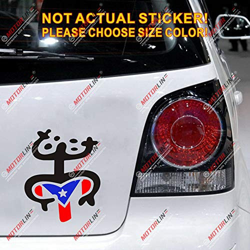 3S MOTORLINE Puerto Rico Flag Coqui Frog Taino Decal Sticker Car Vinyl Pick Size no bkgrd -Black Plus PR Flag Color  4   -10.2cm--