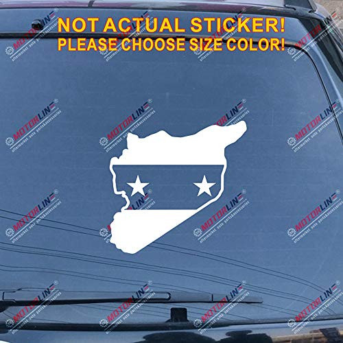 Syria Map Flag Decal Sticker Syrian Arab Republic Car Vinyl no bkgrd Pick Size -White  22   -55.9cm--