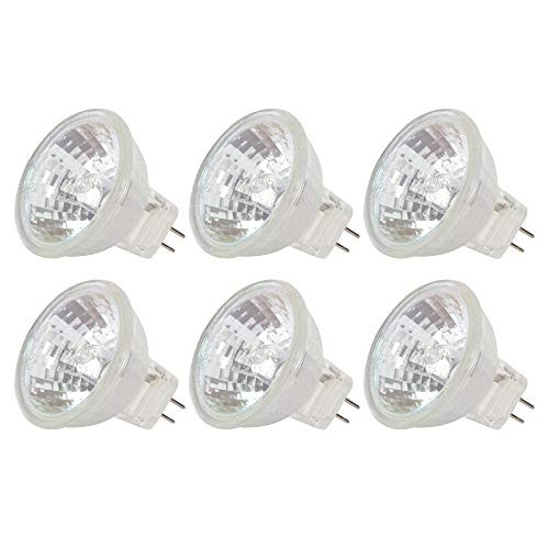 Simba Lighting MR11 Halogen 20W 12V FTD Spotlight Light Bulbs -6 Pack- 2-Pin 220lm for Landscape  Accent  Track Lights  and Fiber Optics  GU4 Bi-Pin Base  Glass Cover  Warm White 2700K Dimmable