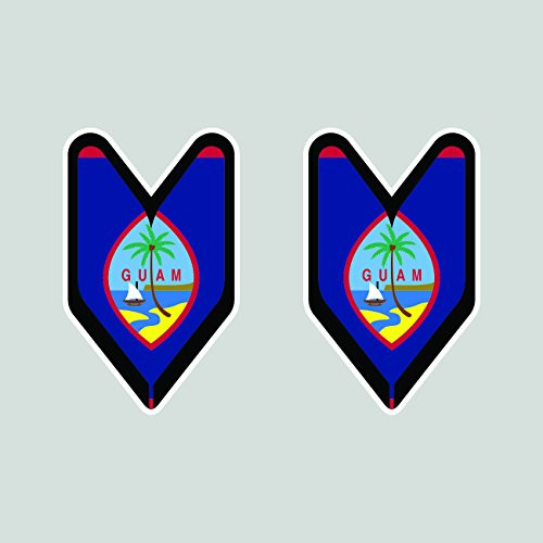 Two Pack Guam Driver Badge Sticker FA Graphix Die Cut Decal wakaba Leaf soshinoya Guamanian GU