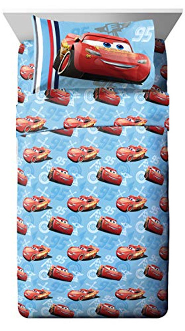 Jay Franco Disney/Pixar Cars 95 Full 4 Piece Blue Sheet Set with Lightning McQueen (Offical Disney/Pixar Product) Jay Franco Disney/Pixar Cars 95 Full 4 Piece Blue Sheet Set with Lightning McQueen (Offical Disney/Pixar Product)