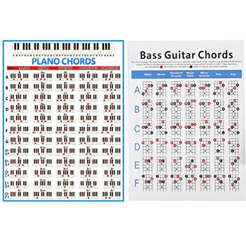 EXCEART 2pcs Guitar Chart Chords Reference Guitar Chords Cheatsheet for Chords Paper Guitar Trainer Tool for Beginners -Black White Small Size-