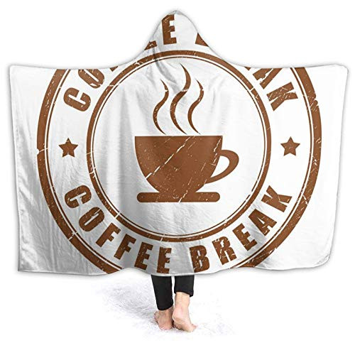 Hooded Blanket Anti-Pilling Flannel Worn Coffee Break Seal Design with Stars Circular Pattern and Glass Silhouette Soft and Warm Flannel Throw Blanket for Couch Sofa for Kids