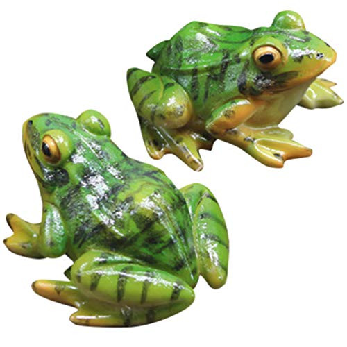 VOSAREA 2pcs Frog Statue Mini Frog Resin Animal Sculpture Indoor Outdoor Decor for Garden Patio Yard Micro Landscape Fairy Garden Ornaments