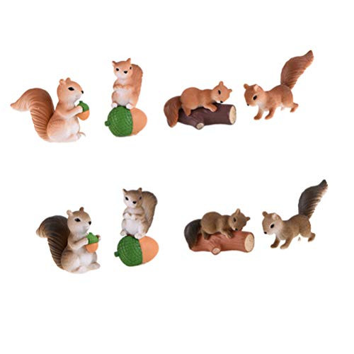 Cabilock 8pcs Squirrel Figurines Micro Dollhouse Fairy Garden Squirrel Model Landscape Ornaments Animal Characters Toys Figurines Playset Miniature Toys Cake Toppers 4.7X3.5cm