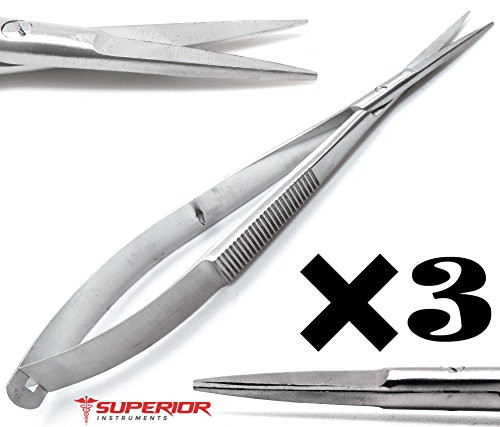 3 Pcs Micro Straight Scissors Sharp Sharp 4.5 inch Castroviejo Superior Stainless Steel Instruments