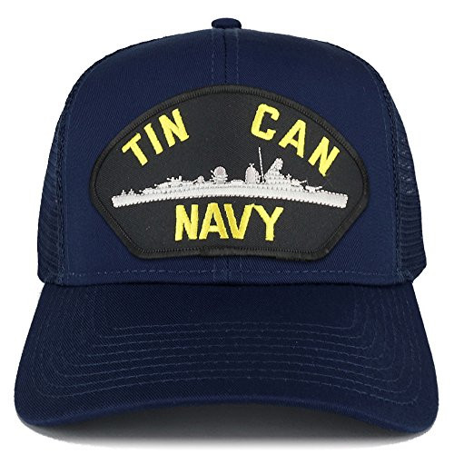 Armycrew Tin Can Navy Submarine Large Patch Snapback Mesh Trucker Cap - Navy