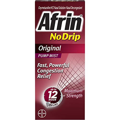 Afrin Nasal Spray No Drip Original Pump Mist 12 Hour 15ml -PACK OF 2-