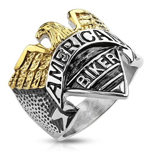 Stainless Steel Eagle with American Biker Engraving Cast Ring -11-