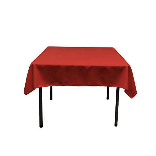 LA Linen Polyester Poplin Square Tablecloth  52 by 52-Inch  Christmas Red