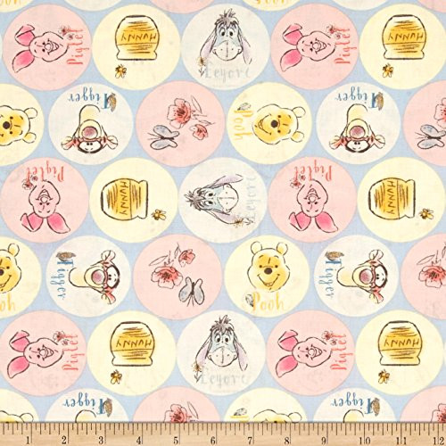 Disney Pooh Everyday Pooh and Friend Names Multi Fabric By The Yard