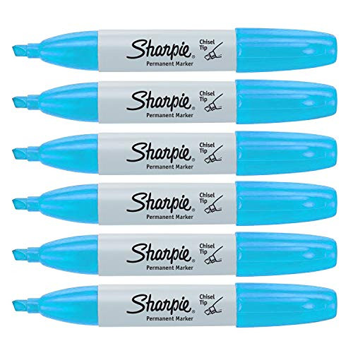 Sharpie Permanent Markers  Chisel Tip  6-Count -Light Blue-