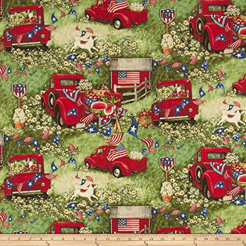 Springs Creative Products Susan Winget Patriotic Picnic Digital Woven Fabric  Red  Fabric By The Yard