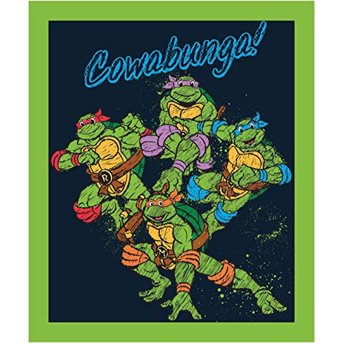 Nickelodeon Teenage Mutant Ninja Turtles Retro Cowabunga 36in Panel Green Quilt Fabric